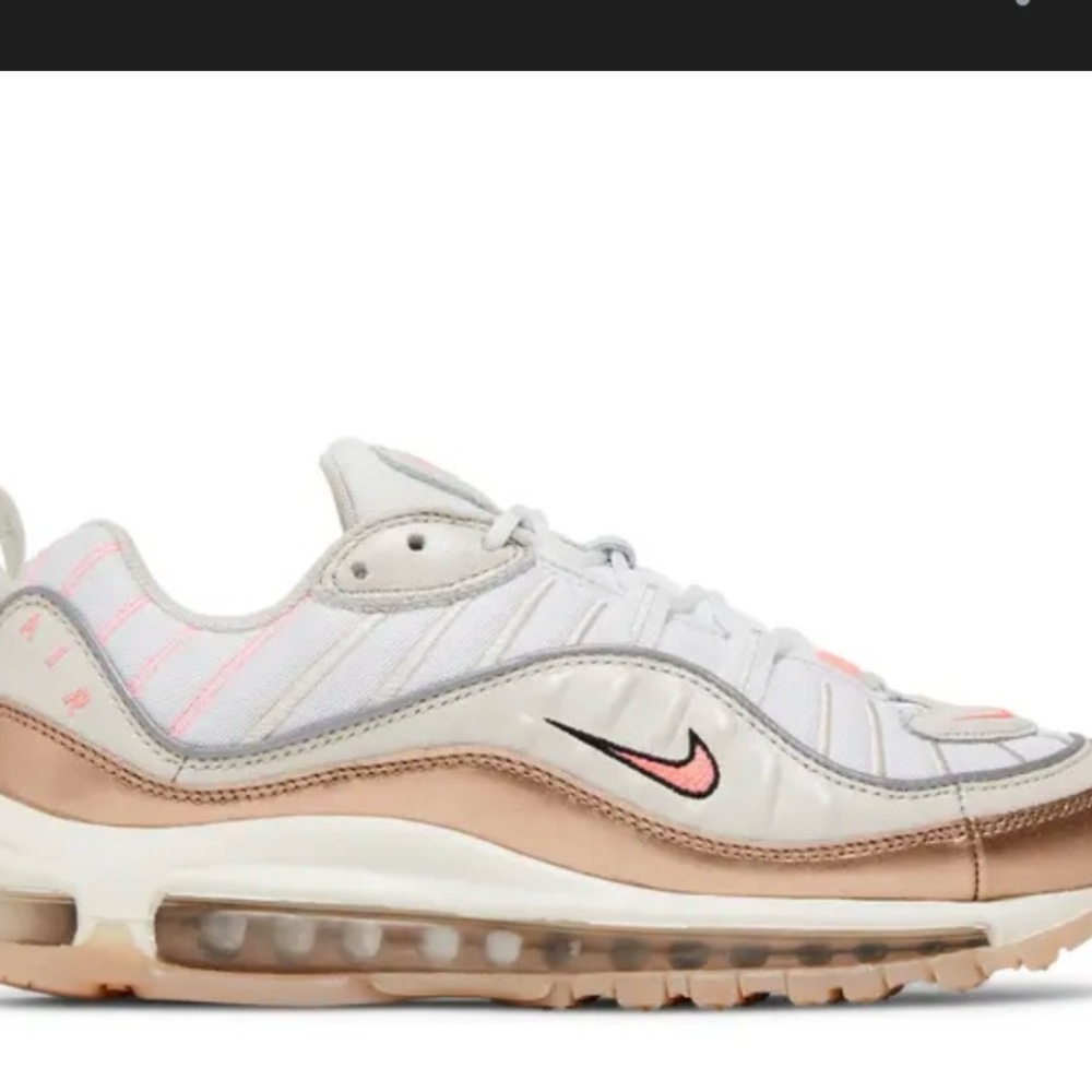 Nike White and Pink Air Max 98 Sneakers